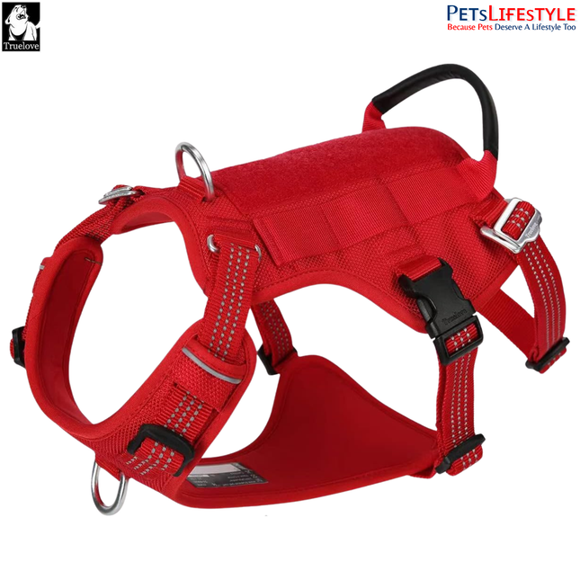Truelove Escape Proof Dog Harness – Ribbon Red – Double H-Design Safety Harness for Strong Dogs