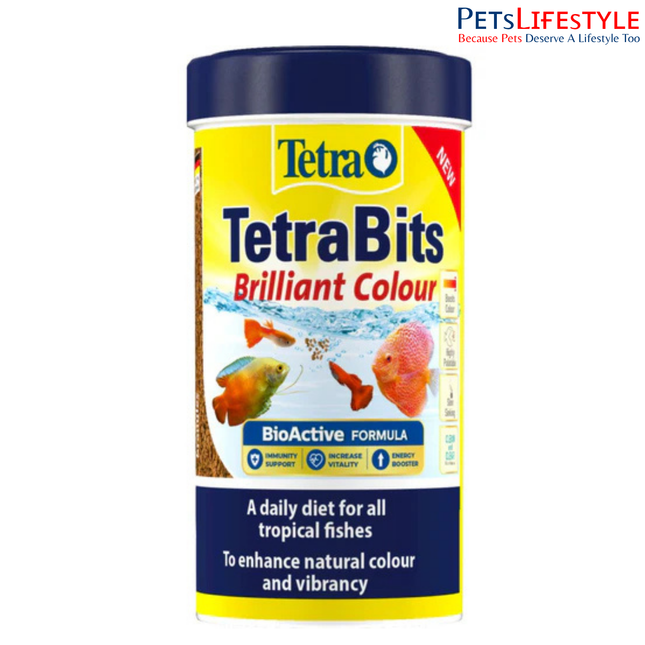 TetraBits Brilliant Colour Fish Food for Tropical Fish Colour Enhancement & Vibrancy 30 Gram Pack