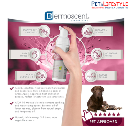 Dermoscent ATOP7 Mousse Rinse-Free Soothing Foam for Dogs & Cats (150 ml)