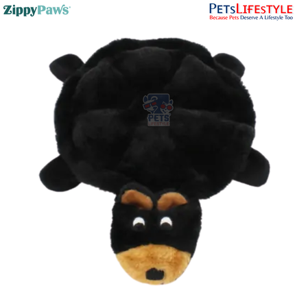 ZippyPaws Squeakie Crawler – Bubba the Bear  Stuffing-Free Flat Plush Dog Toy with 7 Squeakers