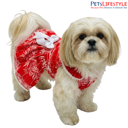 Premium Tropical Palm Print Pet Dress for Dogs & Cats Tropical Paradise Holiday Pet Dress