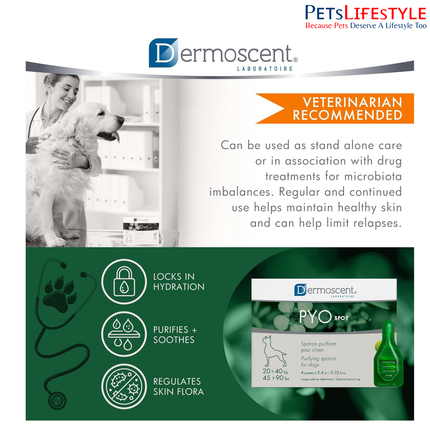 Savavet Dermoscent Pyospot Purifying Spot On for Dogs Between 20 to 40kg (2.4ml x 4 Pipette)