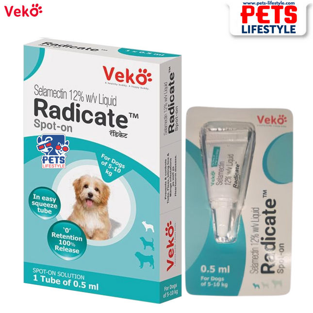 Veko Radicate Spot-On for Small Dogs (5.1 – 10 kg) – 0.5 ml (60 mg Selamectin)