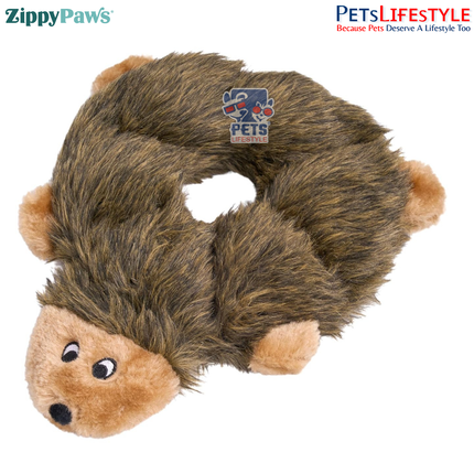 ZippyPaws Loopy – Hedgehog  Stuffing-Free Plush Dog Toy with 7 Round Squeakers
