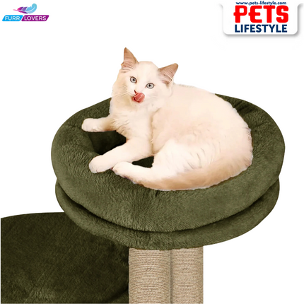 Canine Desk Cozy Cat Tree with Scratching Posts, Platforms and Dangling Toy