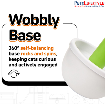 FOFOS Tumbler Laser Cat Toy – White & Green, Automatic 360° Spinning Laser with Self-Balancing Wobble Base for Kittens & Cats