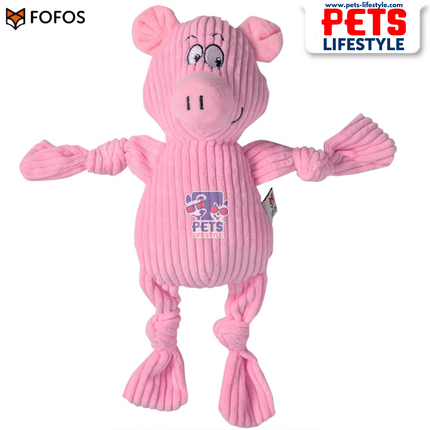 FOFOS Fluffy Pig Pink Dog Toy – Soft Corduroy Plush Toy with Squeaker
