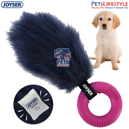 JOYSER Puppy Tail with Ring TPR Chew Toy for Puppies & Small Dogs – Pink/Blue (S/M)