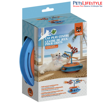 FOFOS Interactive Cat Toy Play Centre – Orange Interactive Activity Toy for Cats | Indoor Cat Enrichment & Play Centre