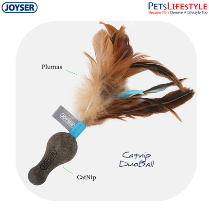 JOYSER Catnip DuoBall with Feather – Blue | Interactive Cat Toy