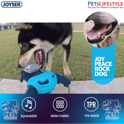 JOYSER Squad Armored Bear Plush Dog Toy with Squeaker – Blue (M/L)