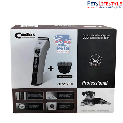 Codos CP-9700 Professional Pet Hair Trimmer with Ceramic Blade & LCD Display | 5 Speed Levels & Adjustable Lengths | Rechargeable Grooming Clipper for Dogs & Cats