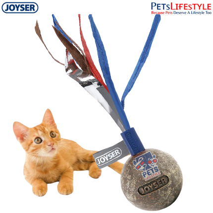 JOYSER Catnip Ball with Ribbons – Blue/Pink | Interactive Cat Toy