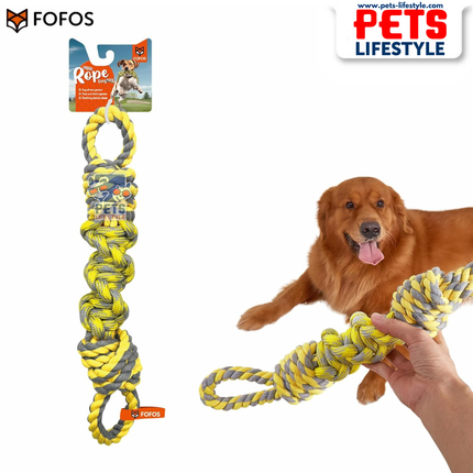 FOFOS Flossy Rope Dog Toy Y/G Toy – Rope Tug Moderate Chewer