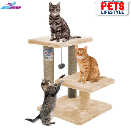 Canine Desk Cozy Cat Tree with Scratching Posts, Platforms and Dangling Toy