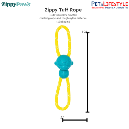 ZippyPaws ZippyTuff Monkey RopeTugz – Teal  Durable Climbing Rope Tug Dog Toy