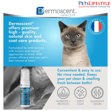 Savavet Dermoscent Essential Mousse Dry Shampoo for Cats – Rinse-Free Cleansing Foam (150 ml)