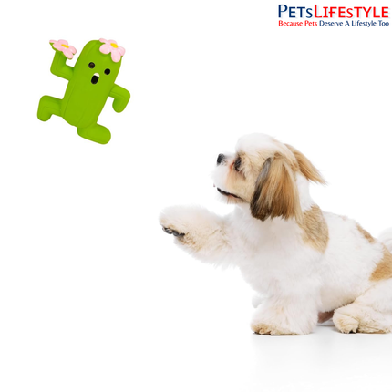 Squeeezys Latex Cactus Man Green Squeaky Dog Toy – Natural Latex Rubber Toy for Small & Medium Dogs