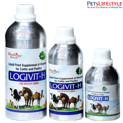 LOGIVIT-H Liquid – Veterinary Vitamin Feed Supplement for Cattle, Horses & Poultry | Supports Growth, Skin Health, Stress Management & Breeding Performance