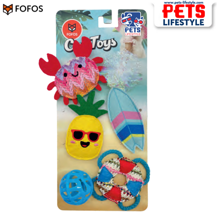 FOFOS Sealife Cat Toy 6 Pack Catnip-Infused Multi-Texture Toys for Active Cats