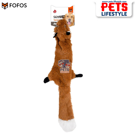 FOFOS Dog Toy Skinneez Fox Toy – Stuffing-Free Plush Toy with Dual Squeakers