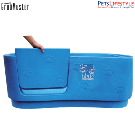Groo Master H-114 Electric Lift Plastic Tub with Splash Back – Adjustable Grooming Bath Tub