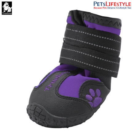 Truelove  Dog Boots (Purple) Waterproof Dog Shoes , Non-Slip Paw Protection ( 4 SHOES )