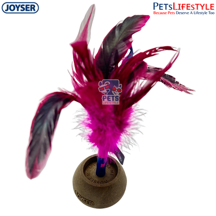 JOYSER Catnip Woball with Feather – Pink/Grey | Interactive Wobble Cat Toy