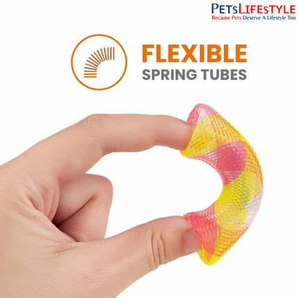 FOFOS Spring Tube Cat Toys (Pack of 3) – Flexible Catnip Bounce Tubes for Kittens & Cats