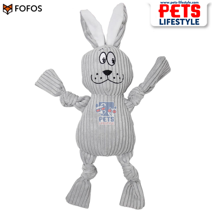 FOFOS Fluffy Rabbit Grey – Soft Corduroy Plush Toy with Squeaker