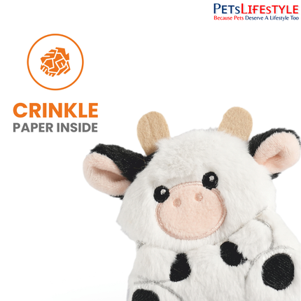FOFOS floppy Crinkle Cat Toy Cow