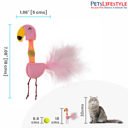 FOFOS Flick Tube Flamingo Cat Toy – Springy Flick Tube with Imported Catnip, Feathers & Bell for Kittens & Cats