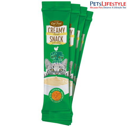 Cat Fest Creamy Snacks Chicken with Caviar Cat Treats 40g | 100% Natural Creamy Lickable Cat Treat with Taurine
