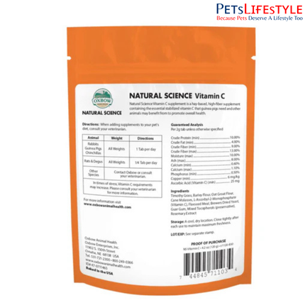 OXBOW Natural Science Vitamin C Support 120 gm Supplement for Rabbits, Guinea Pigs & Small Pets