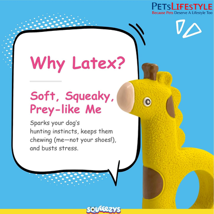 Squeeezys Latex Holey Giraffee Squeaky Dog Toy – Natural Latex Rubber Toy for Dogs Up to 30 kg | PetsLifestyle