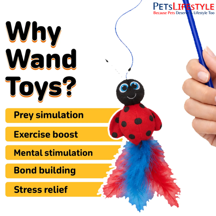 FOFOS Cat Toy – Bee, Bug & Ladybug with Wand