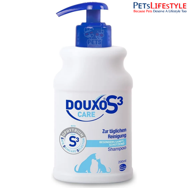 Douxo S3 Care Shampoo for Dogs & Cats 200ml | Ultra-Gentle Hydrating Shampoo for Regular Hygiene & Sensitive Skin