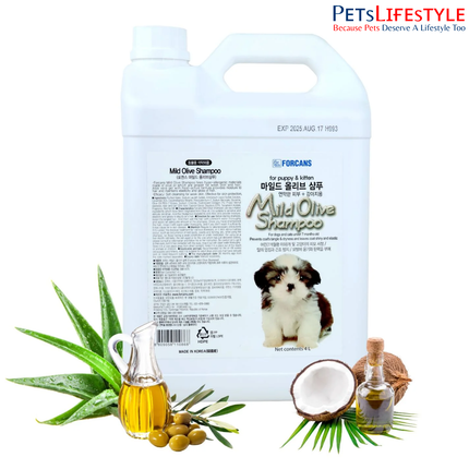 Forcans Mild Olive Shampoo for Dogs – Aloe Vera & Coconut Extract Gentle Puppy Shampoo