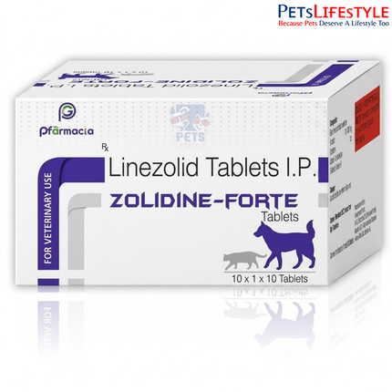Pfarmacia Zolidine-Forte 600 Tablets for Dogs & Cats | Linezolid 600mg Veterinary Antibiotic | 10 x 10 Tablets