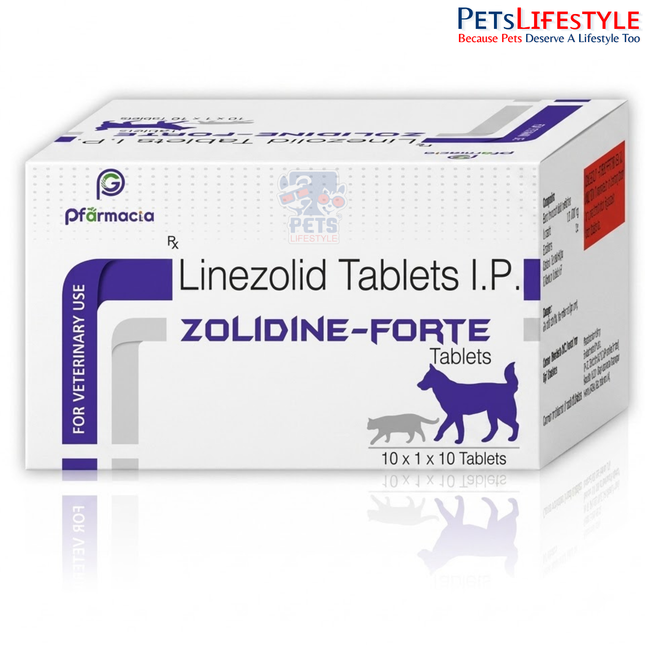 Pfarmacia Zolidine-Forte 600 Tablets for Dogs & Cats | Linezolid 600mg Veterinary Antibiotic | 10 x 10 Tablets