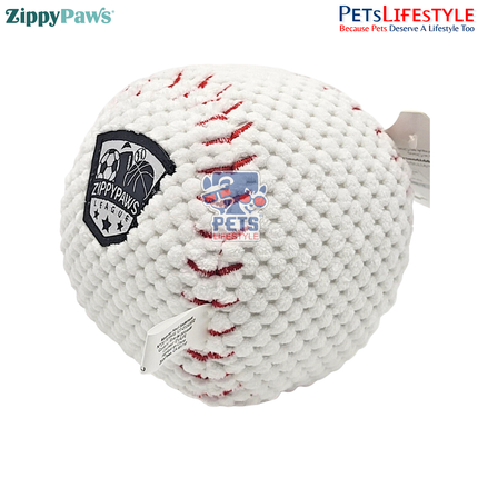 ZippyPaws SportsBallz – Baseball  Plush Squeaker Dog Toy
