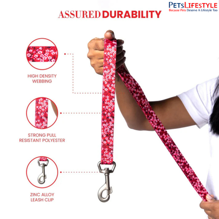 Truelove Multi Handle Floral Leash – Poppy Red – Premium Control Dog Leash