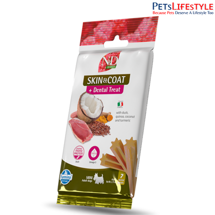 Farmina N&D Quinoa Skin & Coat Duck Dental Treat Mini for Dogs – 60g