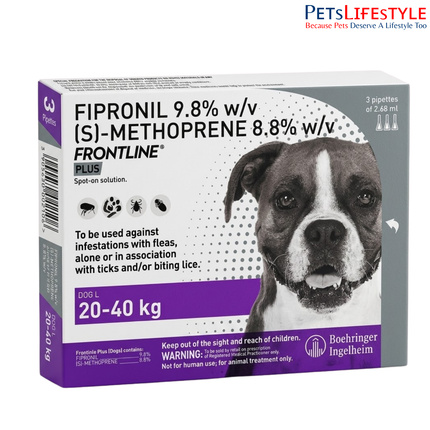 Frontline Plus Spot-On for Dogs 20–40 kg (2.68 ml) – Large Dogs Flea & Tick Treatment