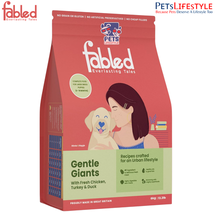 Fabled Eager to Meat Grain-Free Large Breed Puppy Food Fresh Chicken, Turkey & Duck Bone & Joint Support 3–18 Months