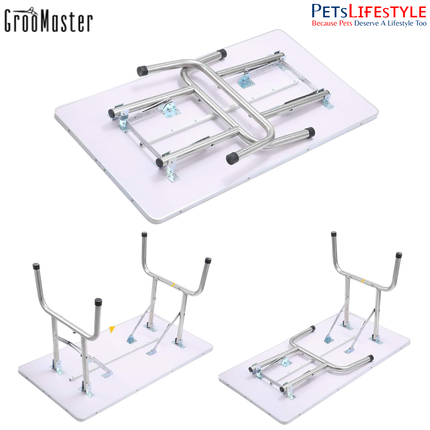 Groo Master N-309L Height-Adjustable Folding Grooming Table – Classic Foldable Table with Storage Basket