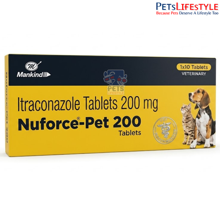 Mankind Nufource Pet 100 mg / 200 mg | Itraconazole Tablets for Dogs & Cats | Broad-Spectrum Antifungal Medicine