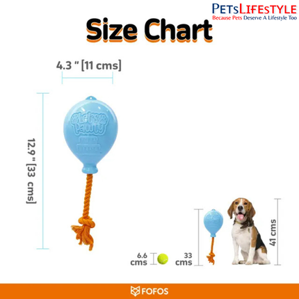FOFOS Birthday Balloon W Giggle Sound Dog Toy – Rubber Balloon Toy with Cotton Rope for Dogs