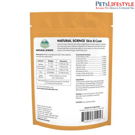 Oxbow Natural Science Skin & Coat Support Supplement for Rabbits, Guinea Pigs & Small Pets (120 g)