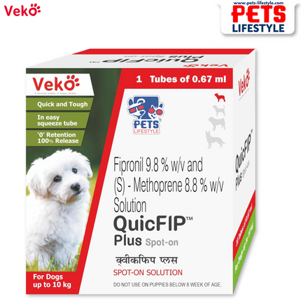 Veko QuicFIP™ Plus Spot-On Solution for Dogs – Fipronil & (S)-Methoprene  0.67 ml tube